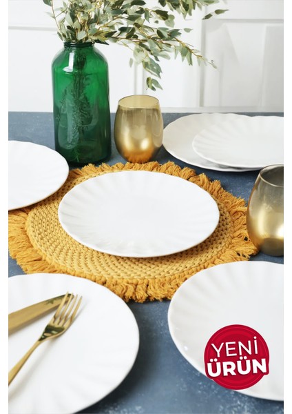 Beyaz Sirius Pasta Tabağı 22 cm 6 Adet 004