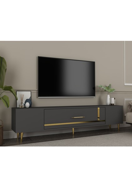 Şuşa Tv Sehpası Tv Ünitesi Antrasit Altın fiyatları