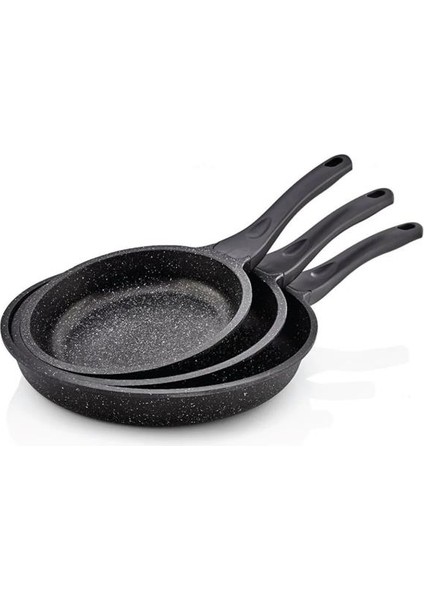 3'lü Döküm Granit Tava Seti Dayanıklı Yanmaz Yapışmaz Iç Haznesi 20 cm 24 cm 28 cm modelleri