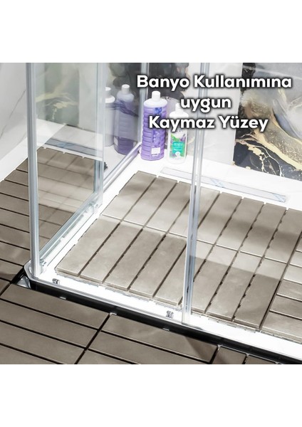 Plastik Parke Desenli Yer Zemin Döşemesi Teras ve Bahçe Parkesi 9 Adet- 1 M2 Latte
