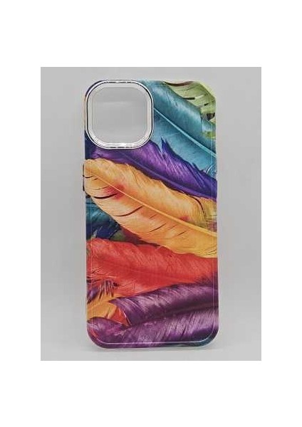 IPHONE 14 Pro Özel Kuş Tüyü Tasarımlı Lüks Silikon Kılıf