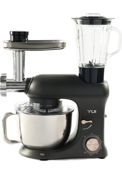 M200 Multi-Fonksiyonel 3'ü Bir Arada Döküm Gövde Stand Mikser Kıyma Setli ve Blender Özellikli 1800W Gri Rose