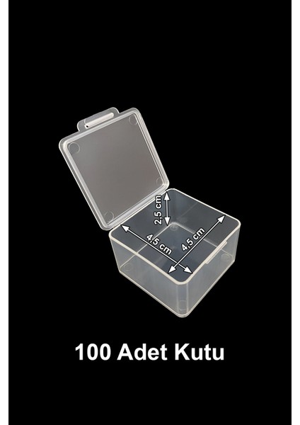 Plastik Şeffaf Küçük Kutu (4,5 cm x 4,5 cm x 2,5 cm ) 100 Adet