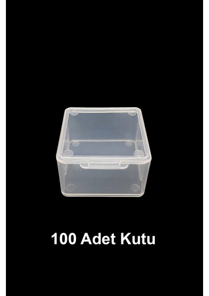Plastik Şeffaf Küçük Kutu (4,5 cm x 4,5 cm x 2,5 cm ) 100 Adet