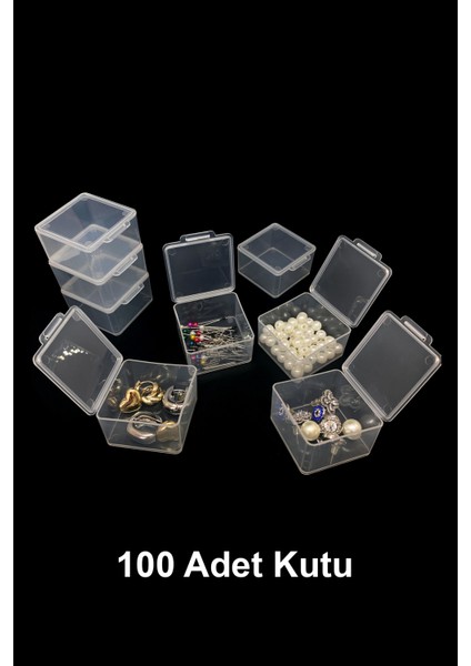 Plastik Şeffaf Küçük Kutu (4,5 cm x 4,5 cm x 2,5 cm ) 100 Adet