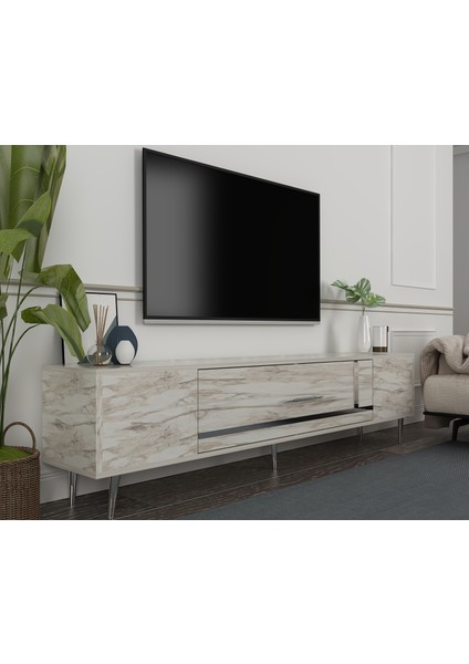 Şuşa Tv Sehpası Tv Ünitesi Efesmermer Gümüş