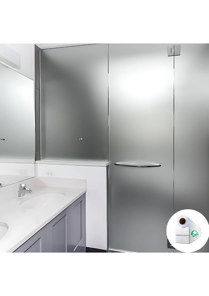 30 cm x 2 Metre Gümüş Frosted Cam Kumlama, Ofis, Duşakabin ve Balkon Camı Buzlu Kaplama Folyosu