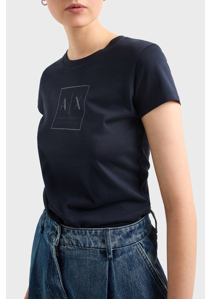 Logolu Pamuk Slim Fit Bisiklet Yaka T Shirt Bayan T Shirt XW000530 AF10359 UB100 fırsatları