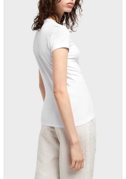 Pamuklu Slim Fit Bisiklet Yaka Logolu T Shirt Bayan T Shirt XW000511 AF11929 U0002 fiyatları