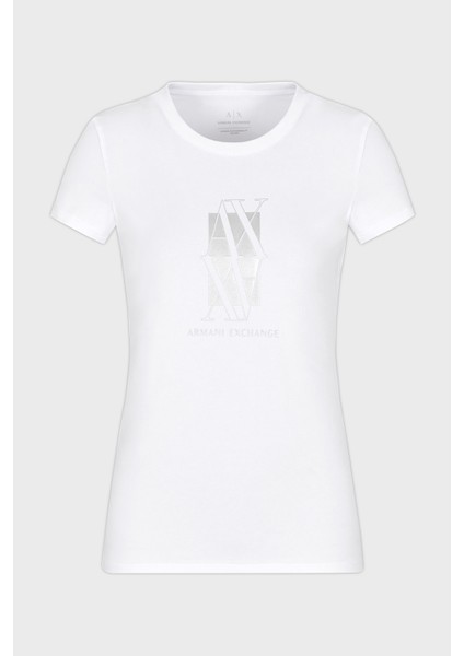 Pamuklu Slim Fit Bisiklet Yaka Logolu T Shirt Bayan T Shirt XW000511 AF11929 U0002 indirimleri