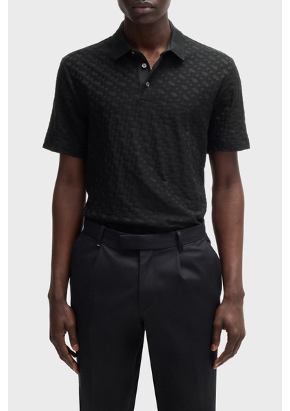 Monogram Logo Baskılı Regular Fit Düğmeli Polo Yaka T Shirt Erkek Polo Yaka T Shirt 50537132 001