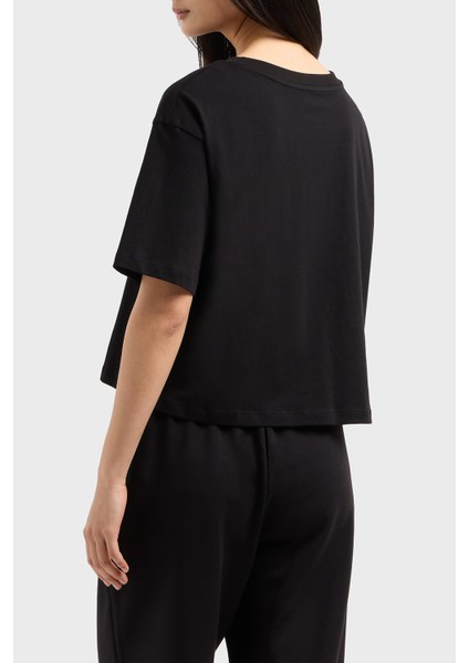 Armani Exchage Pamuk Cropped Fit Bisiklet Yaka Taşlı Logolu T Shirt Bayan T Shirt XW000102 AF10359 UC001 fiyatları
