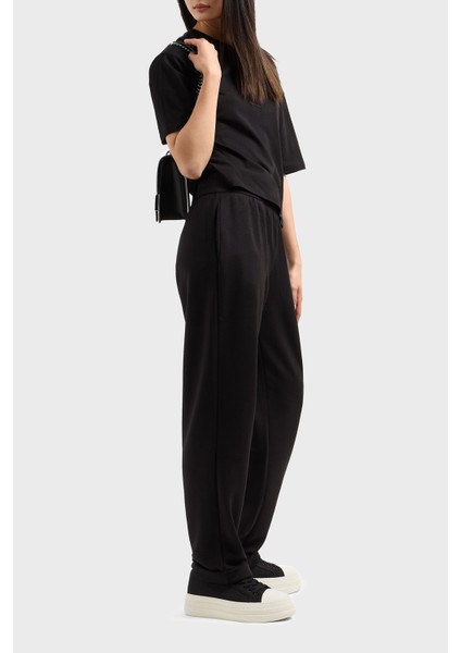 Armani Exchage Pamuk Cropped Fit Bisiklet Yaka Taşlı Logolu T Shirt Bayan T Shirt XW000102 AF10359 UC001 modelleri