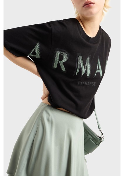 Armani Exchage Pamuk Cropped Fit Bisiklet Yaka Logolu T Shirt Bayan T Shirt XW000520 AF10359 UC001 fırsatları
