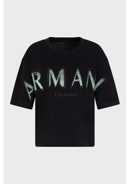 Armani Exchage Pamuk Cropped Fit Bisiklet Yaka Logolu T Shirt Bayan T Shirt XW000520 AF10359 UC001 indirimleri