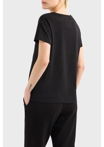 Logolu Taşlı Pamuk Relaxed Fit Bisiklet Yaka T Shirt Bayan T Shirt XW000830 AF10356 UC001 fiyatları