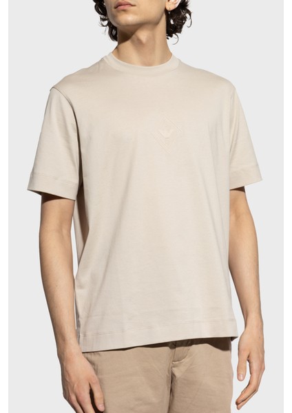 Kabartmalı Logo Pamuk Regular Fit Bisiklet Yaka T Shirt Erkek T Shirt EM001040 AF13669 U1098