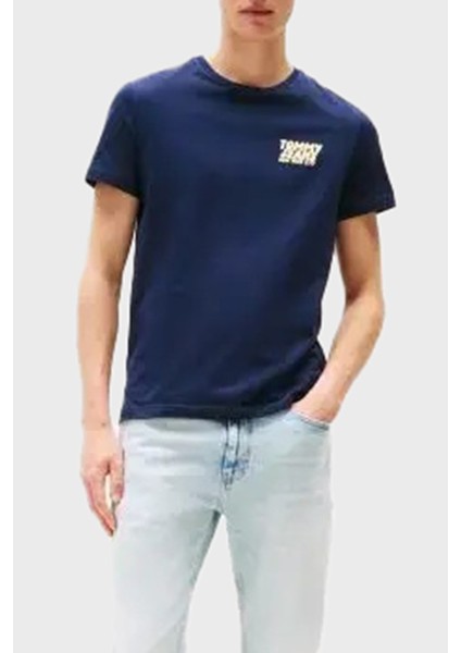 Pamuk Slim Fit Bisiklet Yaka Logolu T Shirt Erkek T Shirt DM0DM21863 C1G