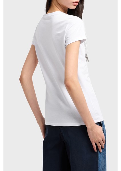 Logolu Pamuk Slim Fit Bisiklet Yaka T Shirt Bayan T Shirt XW000530 AF10359 U0002 fiyatları