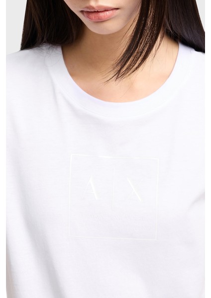 Logolu Pamuk Slim Fit Bisiklet Yaka T Shirt Bayan T Shirt XW000530 AF10359 U0002 fırsatları