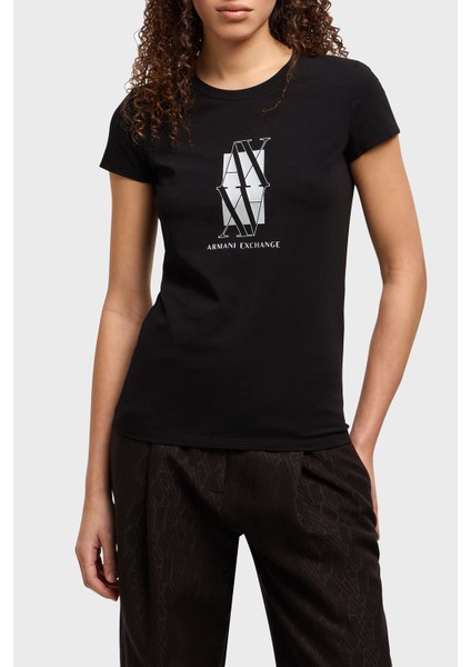 Pamuklu Slim Fit Bisiklet Yaka Logolu T Shirt Bayan T Shirt XW000511 AF11929 UC001