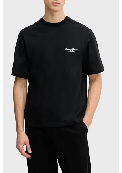 Pamuk Oversize Bisiklet Yaka Logolu T Shirt Erkek T Shirt EM001060 AF13715 UC001