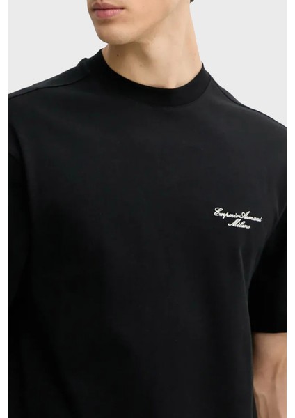Pamuk Oversize Bisiklet Yaka Logolu T Shirt Erkek T Shirt EM001060 AF13715 UC001 modelleri