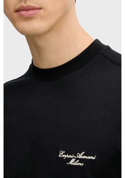 Pamuk Oversize Bisiklet Yaka Logolu T Shirt Erkek T Shirt EM001060 AF13715 UC001 fırsatları