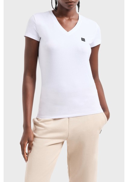 Armani Exchage Pamuk Slim Fit V Yaka Logolu T Shirt Bayan T Shirt XW000105 AF11929 U0002