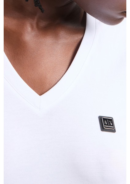 Armani Exchage Pamuk Slim Fit V Yaka Logolu T Shirt Bayan T Shirt XW000105 AF11929 U0002 fırsatları