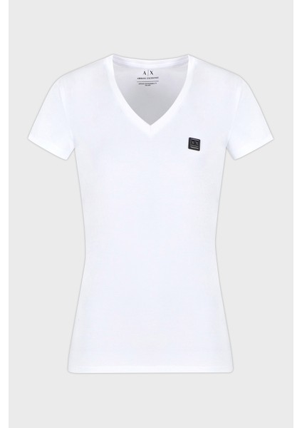 Armani Exchage Pamuk Slim Fit V Yaka Logolu T Shirt Bayan T Shirt XW000105 AF11929 U0002 indirimleri