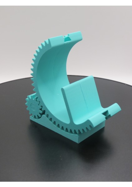 Dişli Mekanizmalı Telefon Standı – Ayarlanabilir 3D Baskı Masaüstü Tutucu | Modern Tasarım