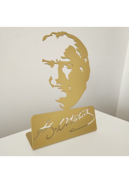 Metal Masaüstü Atatürk Büstü | 18 x 27 cm | Siyah & Gold Renk Seçenekli
