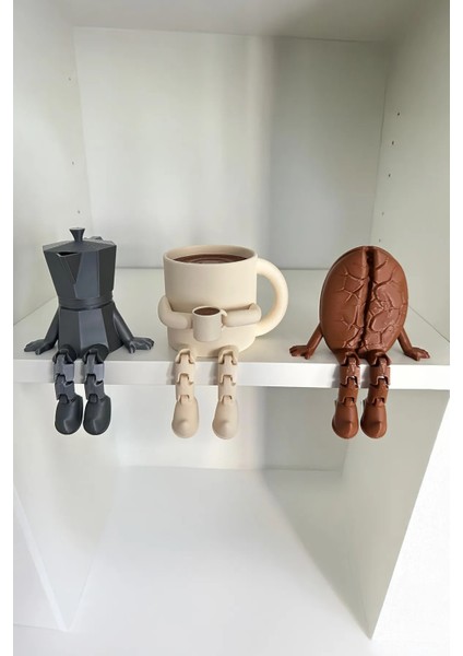 Kahve Köşesi Sevimli Biblo Seti 3lü Kahve Çekirdeği, Bej Kahve Kupası, Moka Pot, Coffee Set 8cm fiyatları