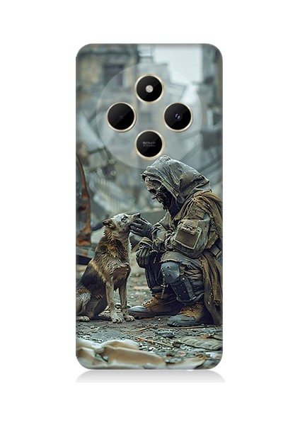 Redmi 14C Uyumlu Köpek ve Adam Desenli Silikon Kılıf