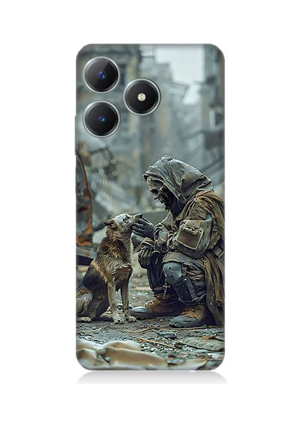 Realme Note 50 Uyumlu Köpek ve Adam Desenli Silikon Kılıf