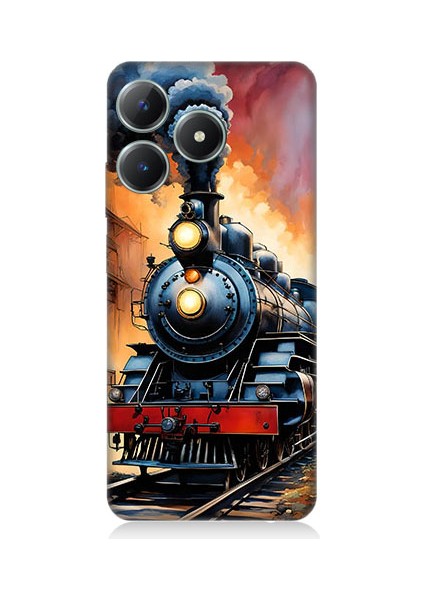 Realme Note 50 Uyumlu Buharlı Tren Desenli Silikon Kılıf
