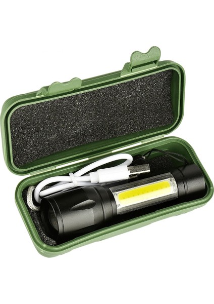Su Geçirmez Şarjlı El Feneri 2500 Lumens + 5W Cob LED USB Lion Şarjlı Ultra Güçlü Q5 Xpe