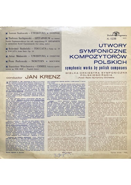 Jan Krenz Symphonic Works By Polish Composers Classic Lp Plak fiyatları