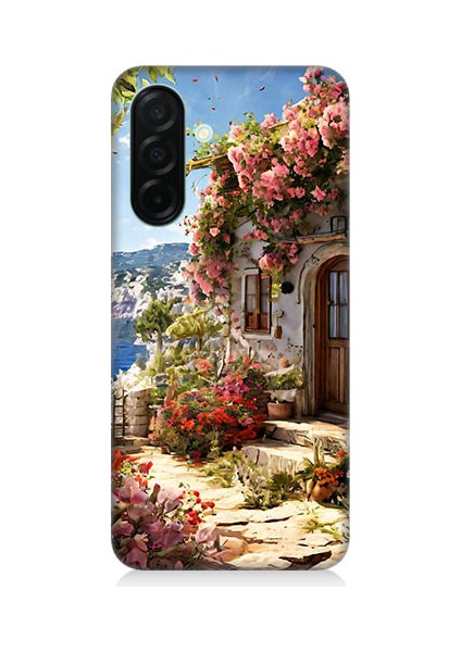 Samsung Galaxy A56 Uyumlu Çiçekli Ev Desenli Silikon Kılıf