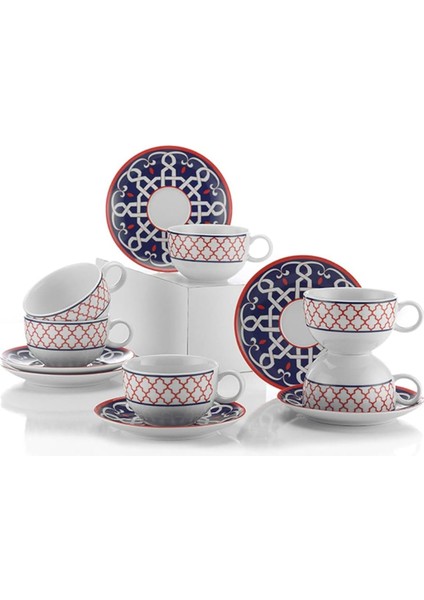 Porselen Zeugma 6 Kişilik 12 Parça Çay Takımı 11004, 220 ml
