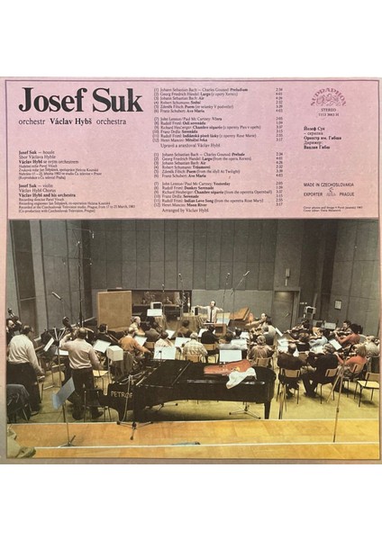 Joseph Suk Orchestr Vaclav Hybs Orchestra Classic Lp Plak