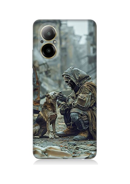 Realme 12 Lite Uyumlu Köpek ve Adam Desenli Silikon Kılıf