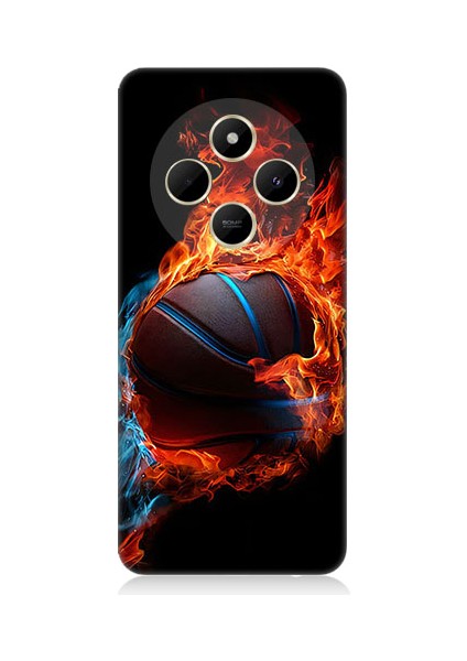 Redmi 14C Uyumlu Ateşli Basketbol Desenli Silikon Kılıf
