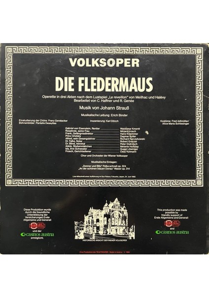 J. Strauss Die Fledermaus Classic Double Lp Plak fiyatları