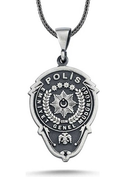 Gümüş Emniyet Teşkilatı Polis Armalı Kolye