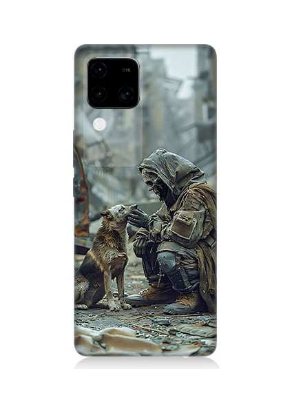 Vivo V30 Uyumlu Köpek ve Adam Desenli Silikon Kılıf