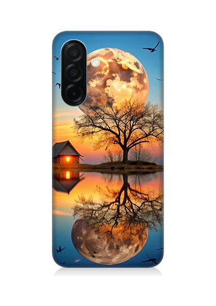 Samsung Galaxy A36 Uyumlu Ay ve Göl Desenli Silikon Kılıf