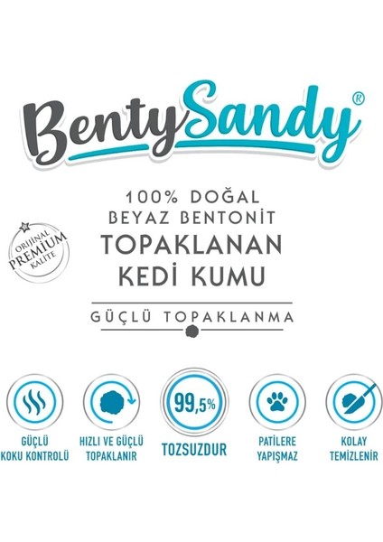 Bentysandy Activated Carbon Aktif Karbonlu Topaklanan Kedi Kumu 10 Lt