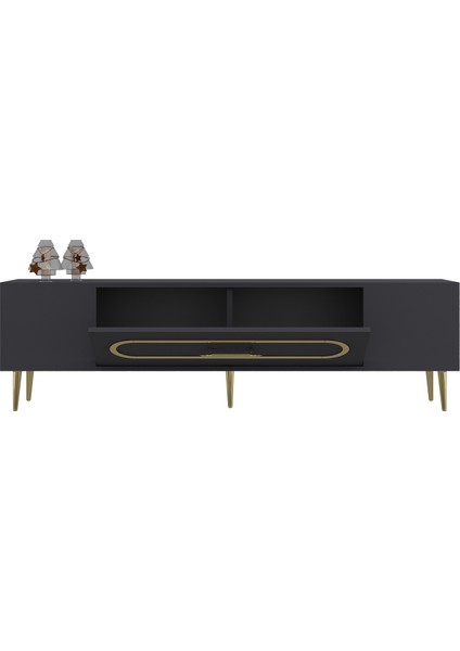 Bişkek Tv Sehpası Tv Ünitesi Antrasit Altın modelleri